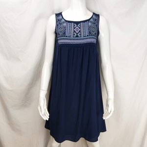 Navy Sleeveless Dress with Retro Bust Design